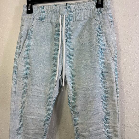 Bevy Flog Shely Aqua Blue 24 snake print high rise Drawstring Women's Pants NWT - Picture 3 of 11